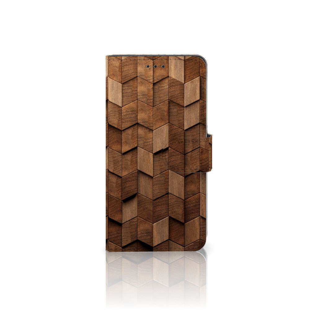 Book Style Case voor Huawei P10 Lite Wooden Cubes met uniek houten design voor gebruiksgemak en bescherming.