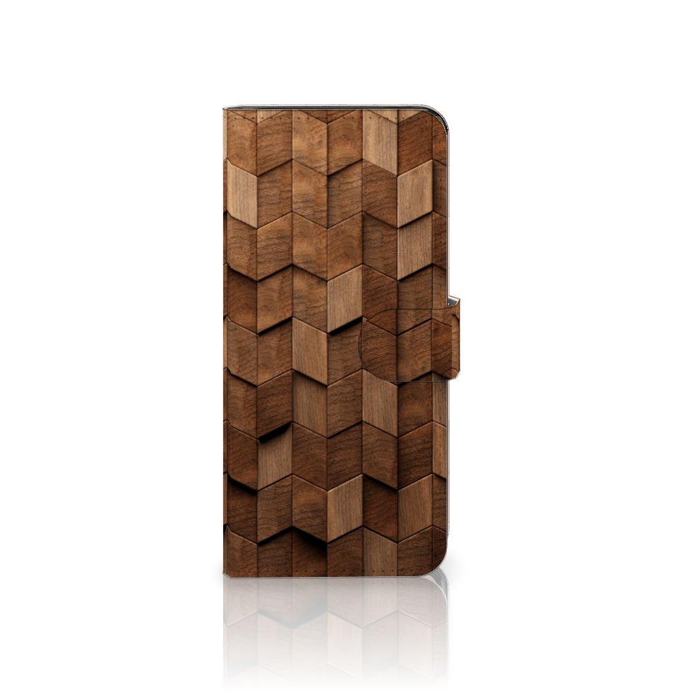 Book Style Case voor Motorola Edge 40 Pro Wooden Cubes met een uniek houtprint design voor stijl en bescherming.