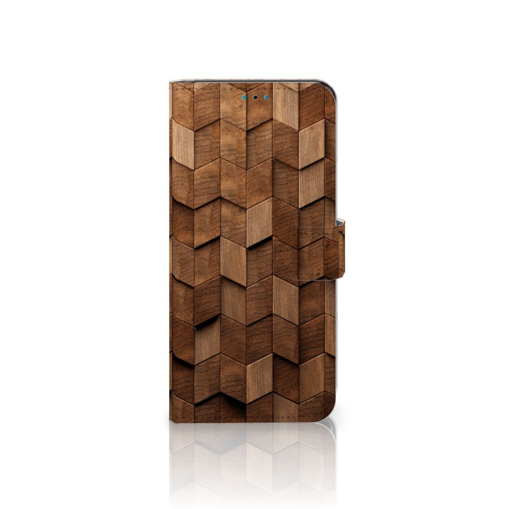 Motorola Moto G10 G20 G30 Book Style Case Wooden Cubes voorkant