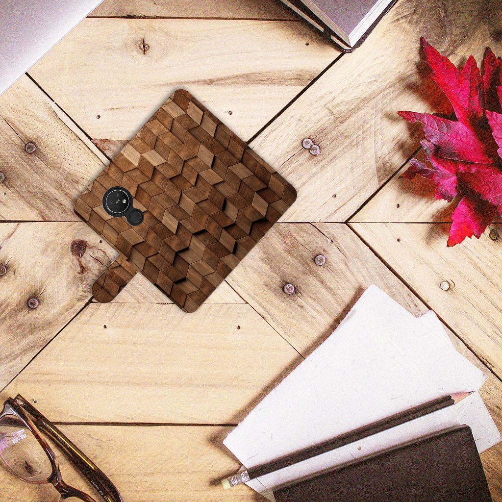 Nokia 7.2 Nokia 6.2 Book Style Case voor Nokia 7.2 | Nokia 6.2 Wooden Cubes bovenaanzicht