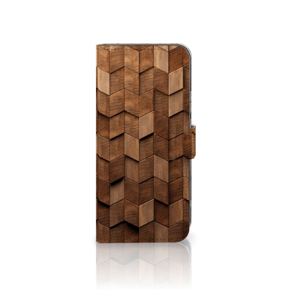Nokia X30 Book Style Case Wooden Cubes vooraanzicht