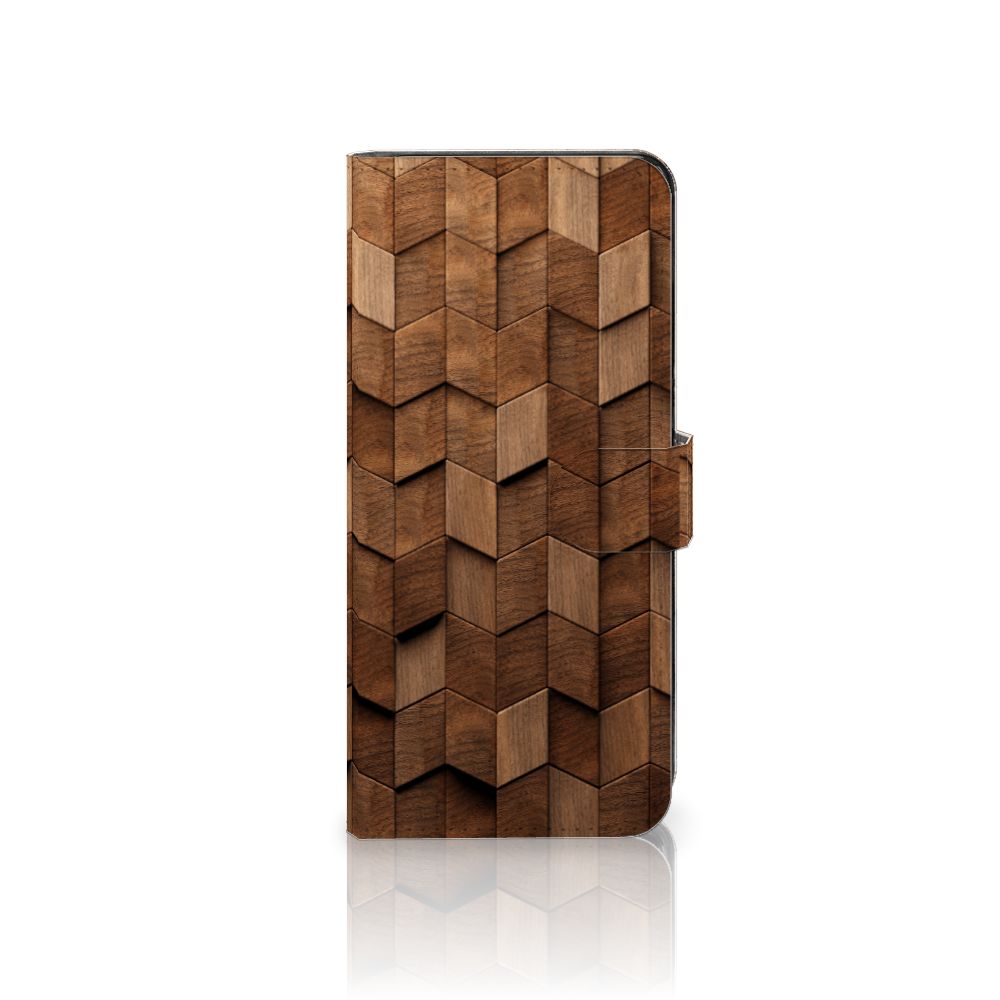 OPPO A98 5G Book Style Case voor OPPO A98 5G Wooden Cubes voorkant