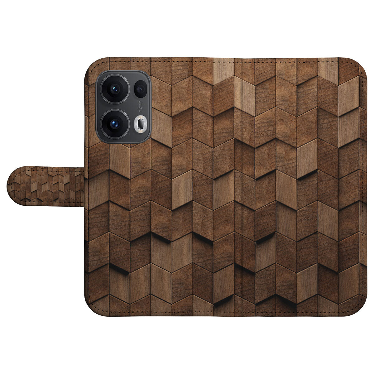 OPPO Reno 13 Pro Book Style Case voor OPPO Reno 13 Pro Wooden Cubes design bovenaanzicht