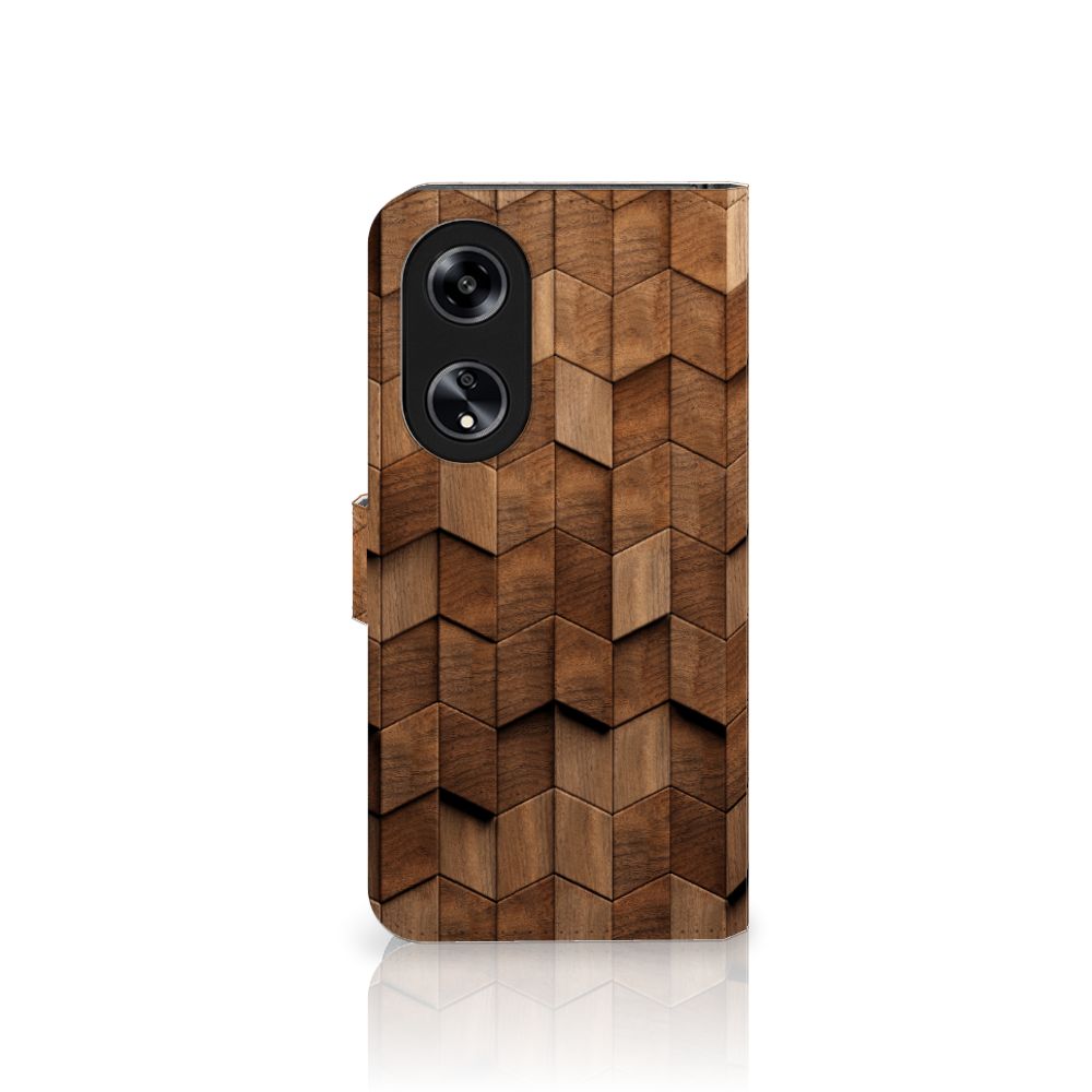 OPPO Reno8 T 5G Book Style Case voor OPPO Reno8 T 5G Wooden Cubes achterkant