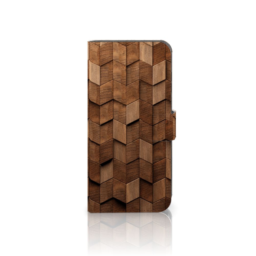 Samsung Galaxy A25 Book Style Case voor Samsung Galaxy A25 Wooden Cubes aanzicht