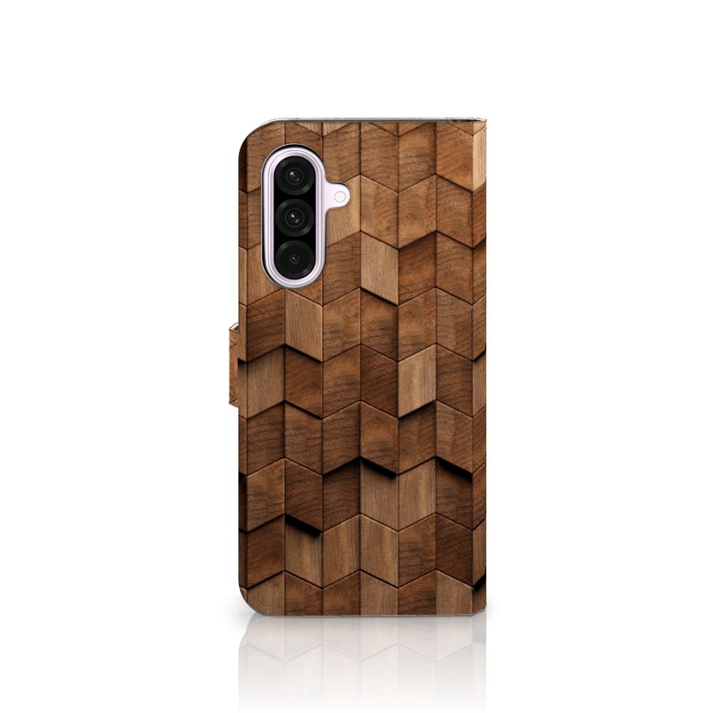 Samsung Galaxy A56 Book Style Case voor Samsung Galaxy A56 Wooden Cubes design aanzicht