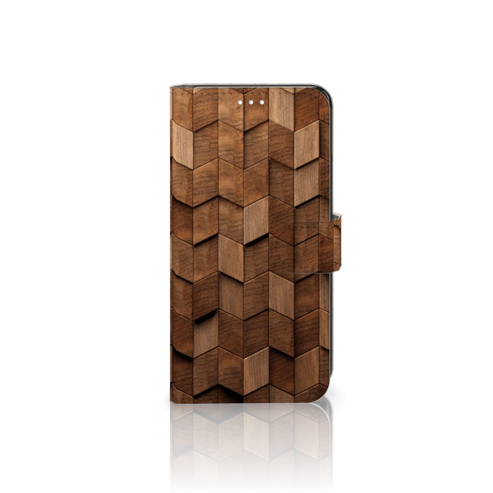 Samsung Galaxy S21 FE Book Style Case voor Samsung Galaxy S21 FE Wooden Cubes voorkant