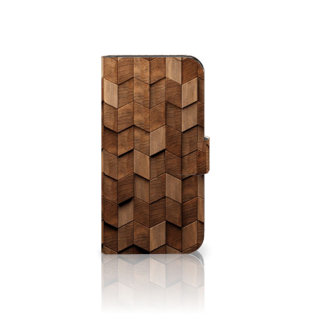 Samsung Galaxy S24 Book Style Case Wooden Cubes zijaanzicht