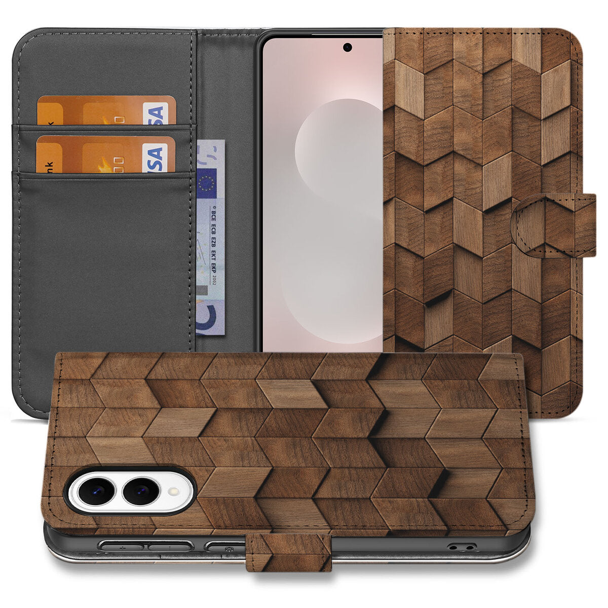 Samsung Galaxy S25 Edge Book Style Case voor Samsung Galaxy S25 Edge Wooden Cubes aanzicht