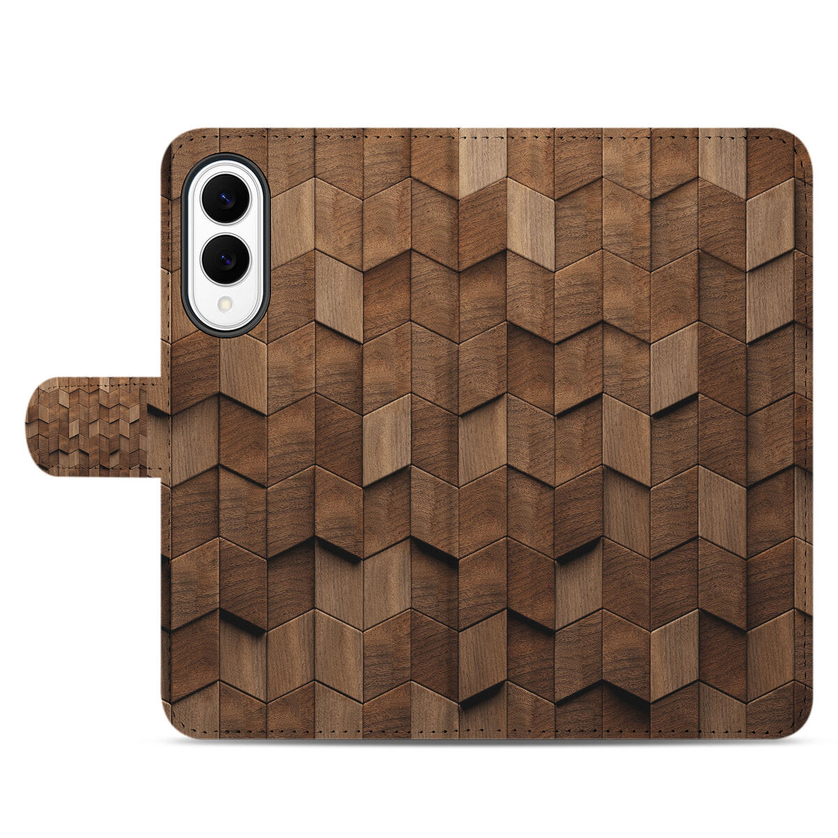 Samsung Galaxy S25 Edge Book Style Case Wooden Cubes voorkant