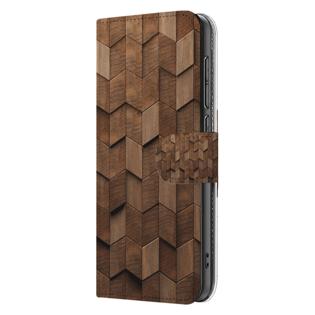 Samsung Galaxy S25 Edge Book Style Case Wooden Cubes aanzicht
