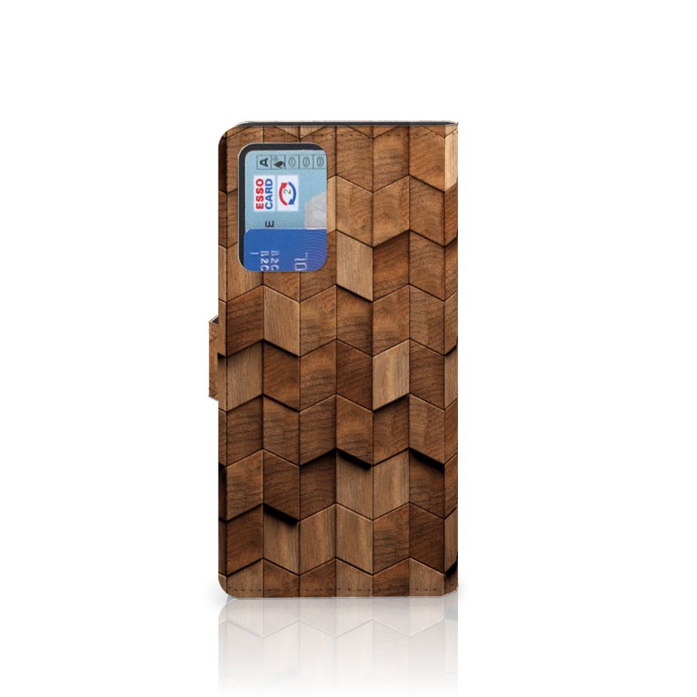 Xiaomi Redmi Note 10 Pro Book Style Case Wooden Cubes voorzijde