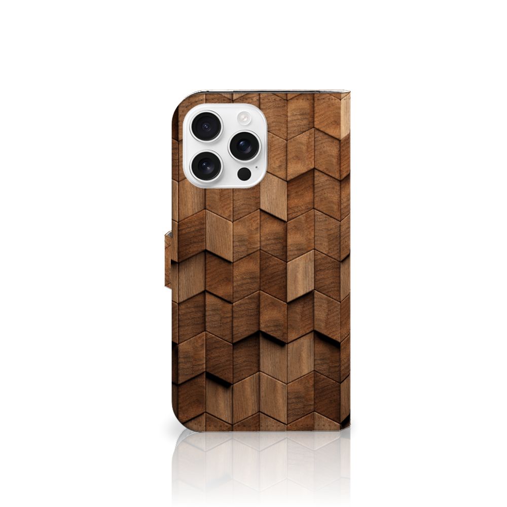 iPhone 16 Pro Max Book Style Case voor iPhone 16 Pro Max Wooden Cubes zijaanzicht