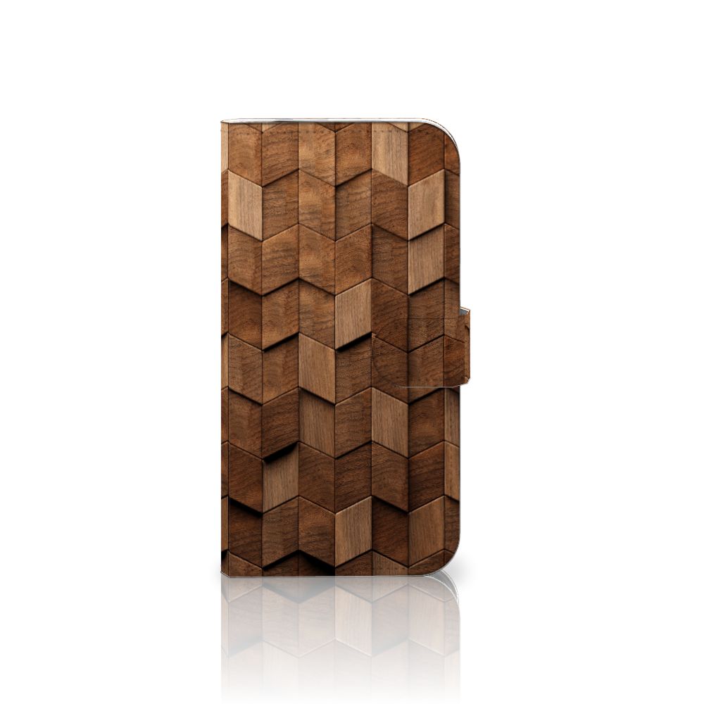 Book Style Case voor iPhone 16 Pro Max Wooden Cubes design houten cubes aanzicht