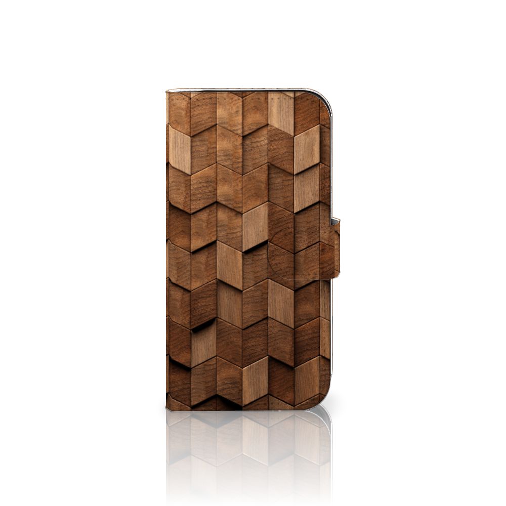 Book Style Case voor iPhone 16 Pro Wooden Cubes houten hoesjes design wooden cubes aanzicht