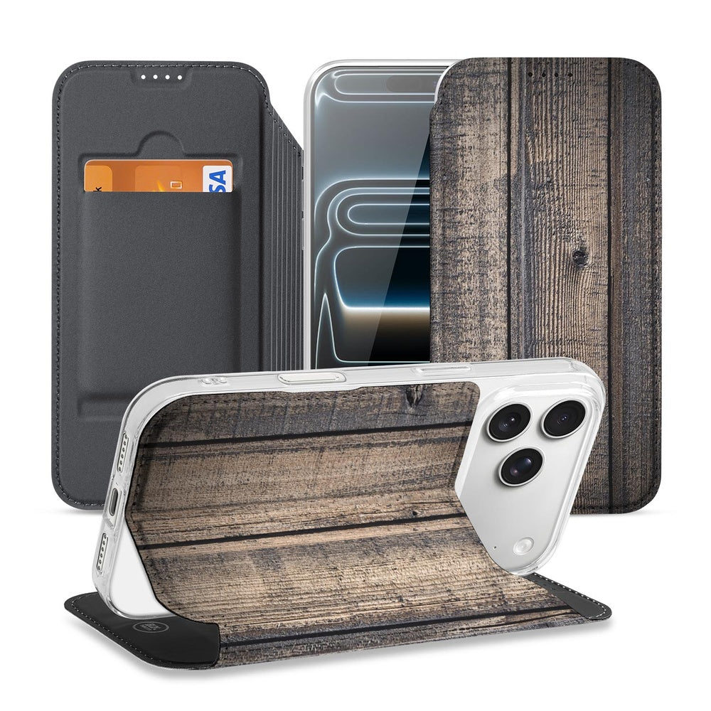 Apple iPhone 17 Pro Book Wallet Case Steigerhout front back side