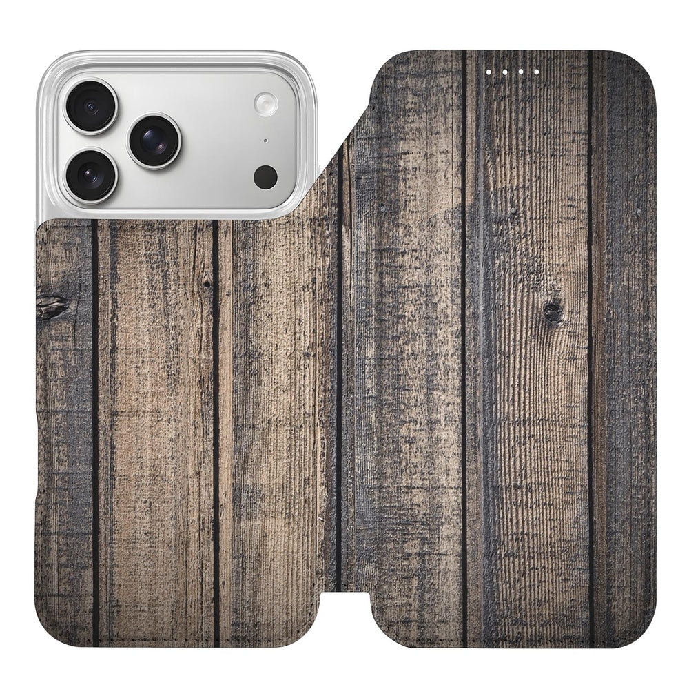 Apple iPhone 17 Pro Book Wallet Case Steigerhout vooraanzicht