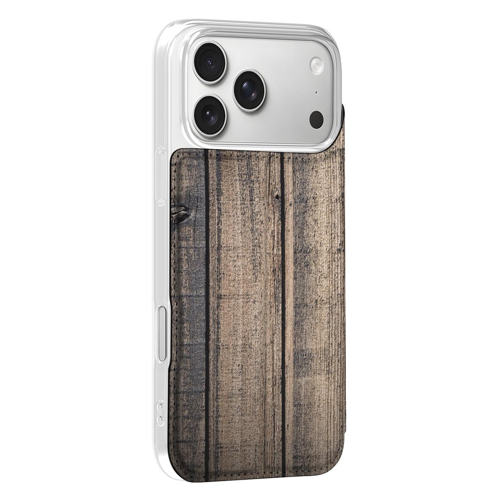 Apple iPhone 17 Pro Book Wallet Case Steigerhout zijkant