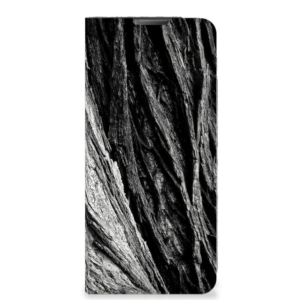 Motorola Moto E20 Book Wallet Case Boomschors Grijs voorkant