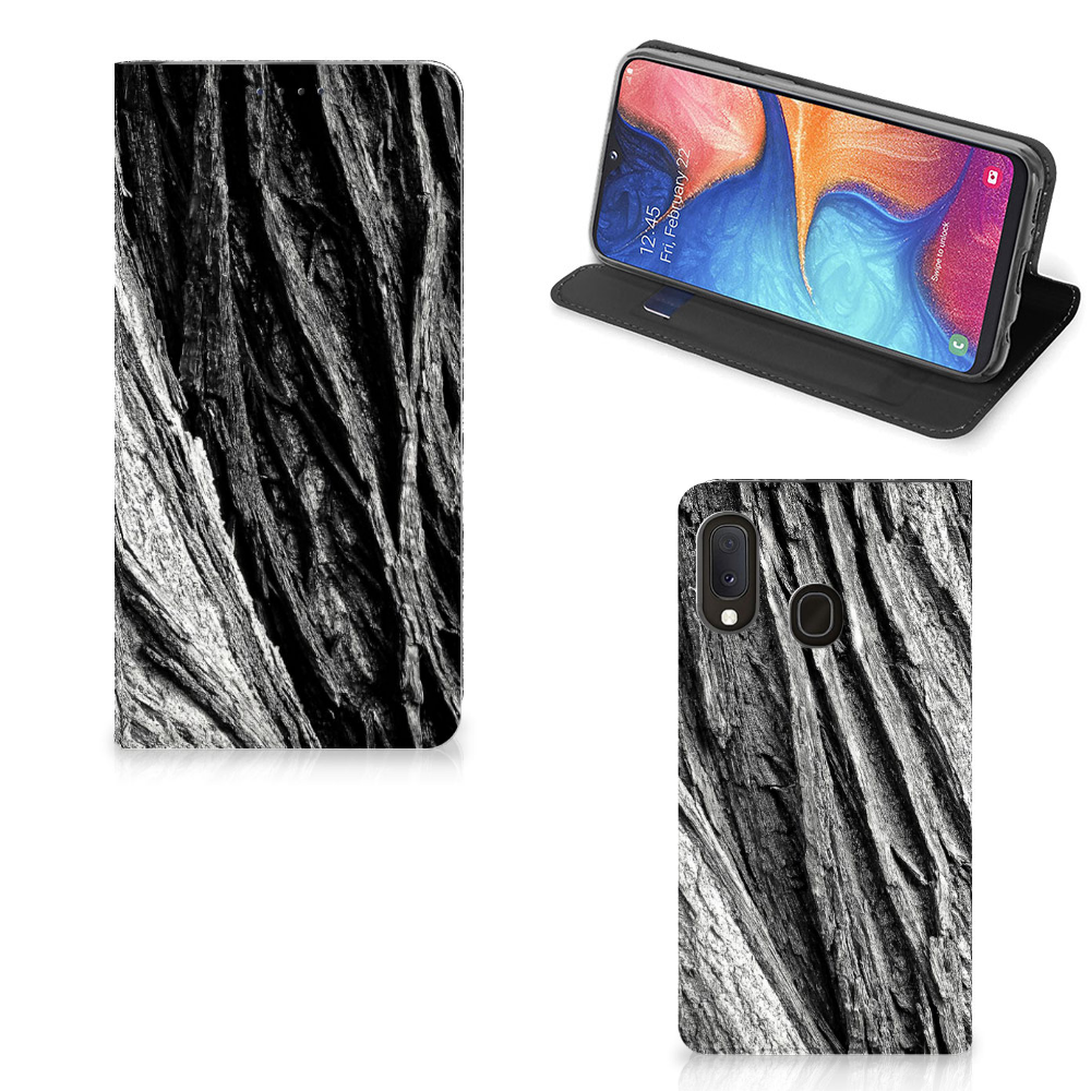 Samsung Galaxy A20e Book Wallet Case Boomschors Grijs voorkant zijkant open