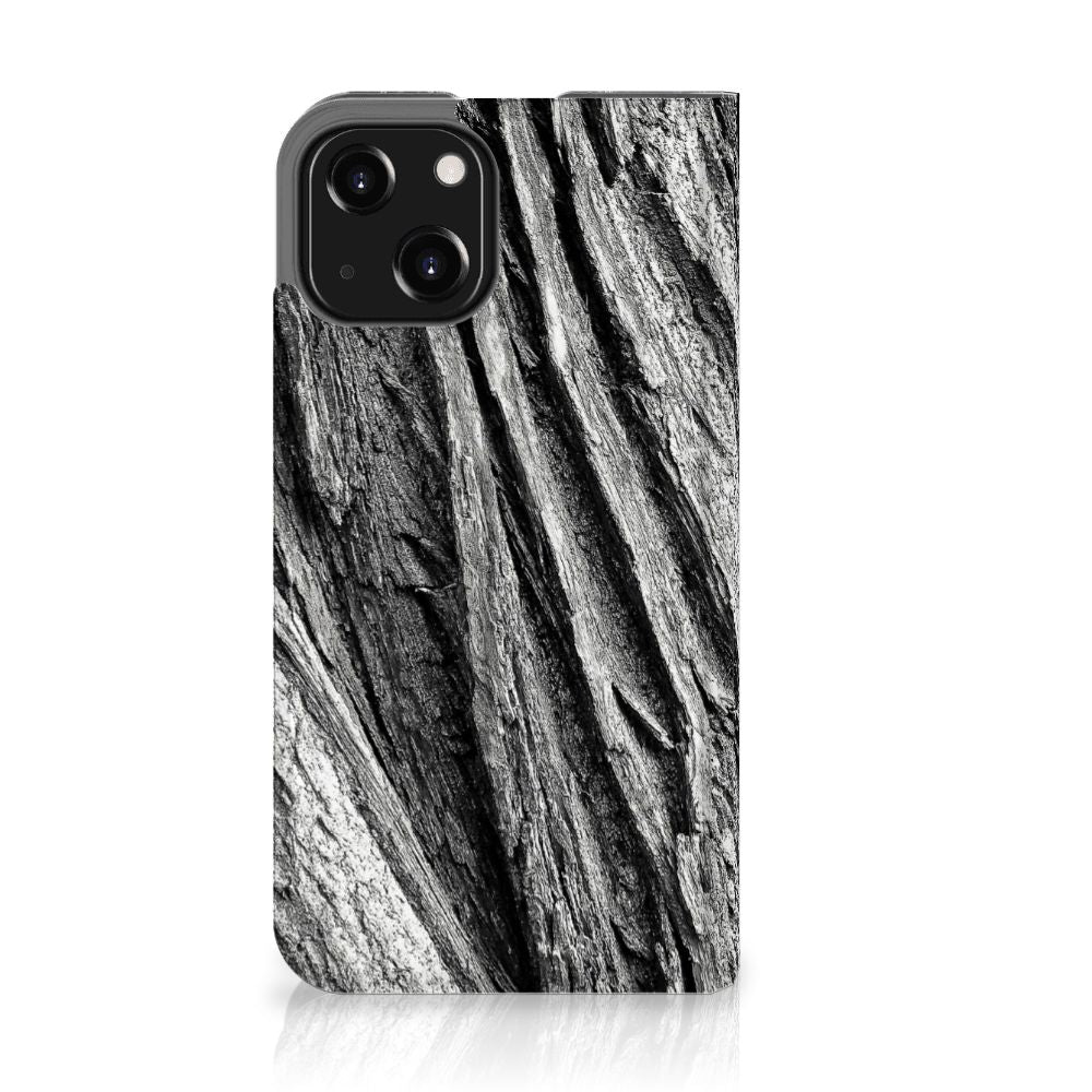 Book Wallet Case iPhone 13 Mini Boomschors Grijs boomschors achterzijde