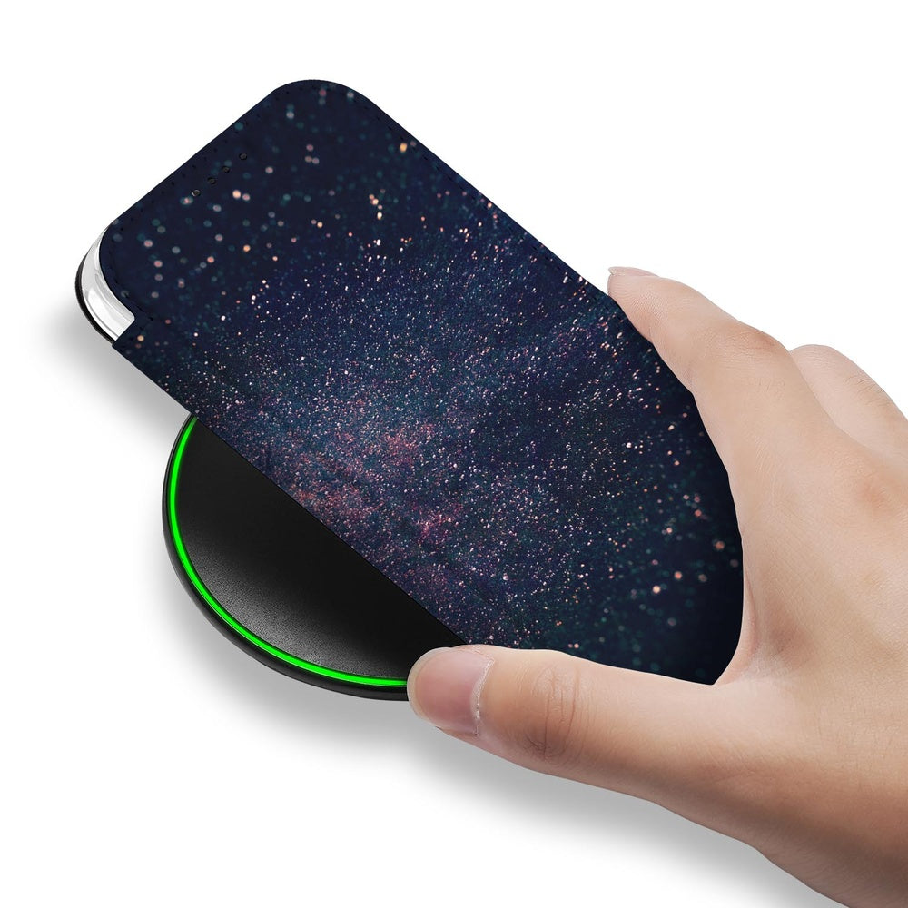 Book Wallet Case iPhone 17 Pro Stars design sterrenhemel aanzicht