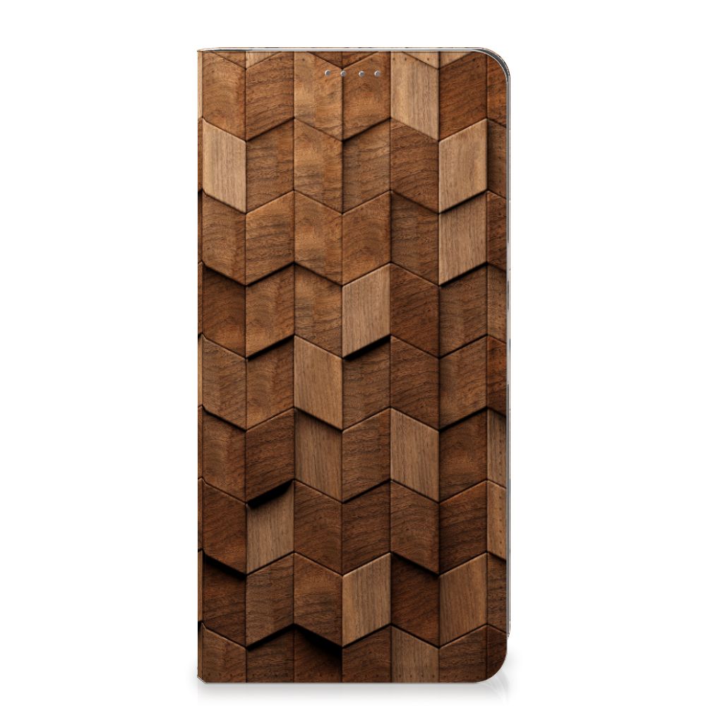 Book Wallet Case voor Google Pixel 8 Pro Wooden Cubes met uniek houtprint design, ideale bescherming en uitstraling 🎁.