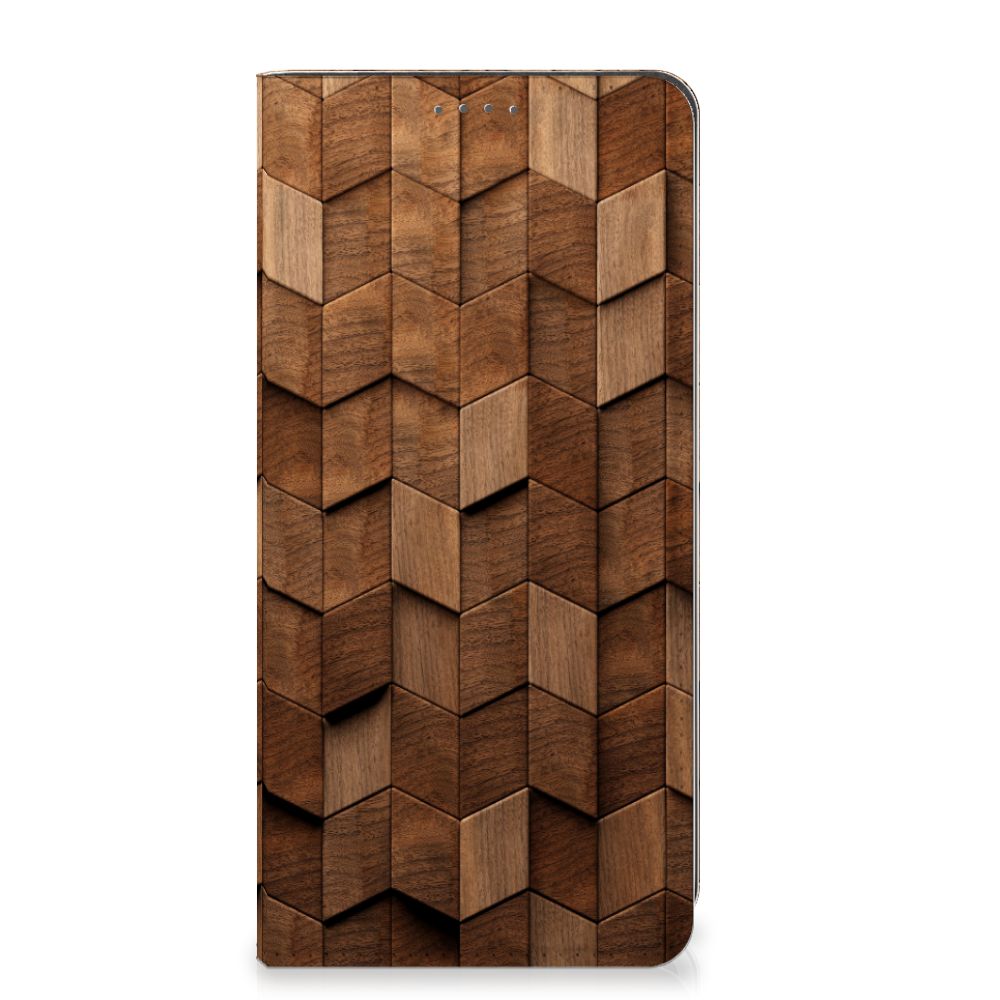 Google Pixel 8A Book Wallet Case Wooden Cubes vooraanzicht
