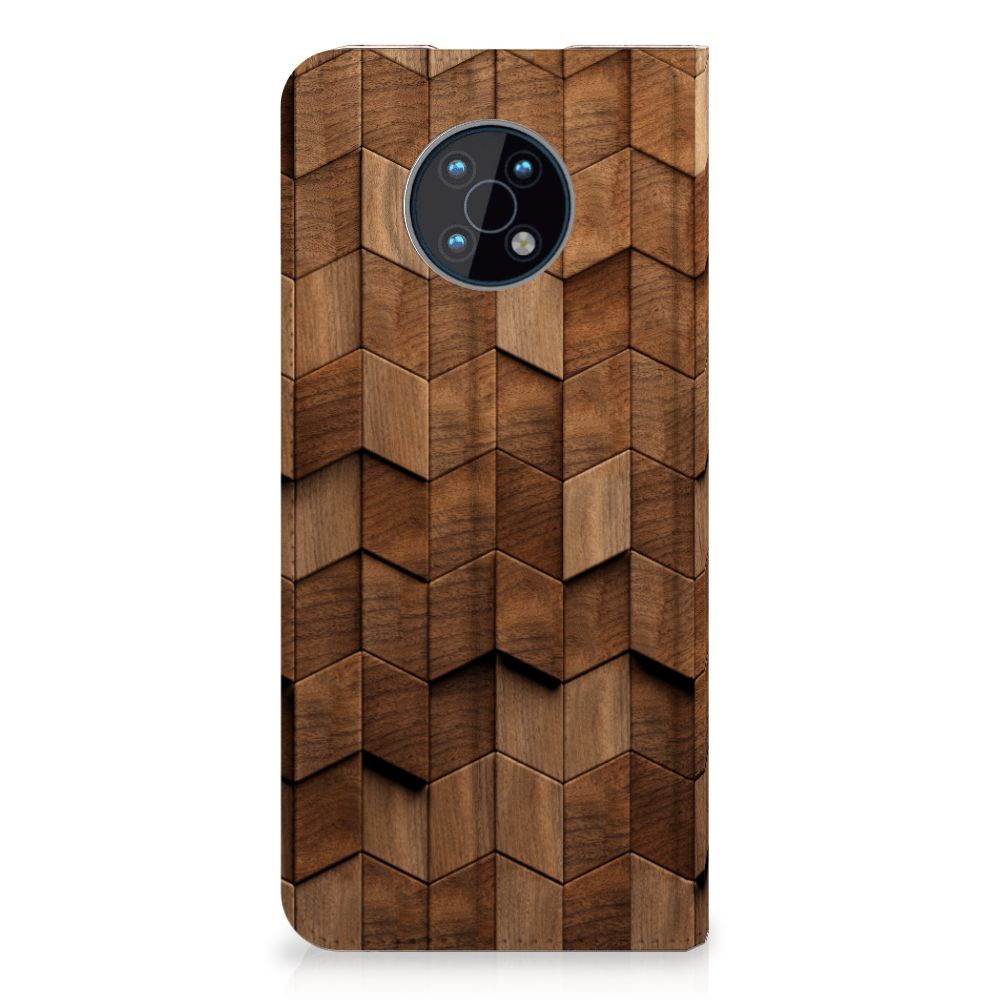 Nokia G50 Book Wallet Case Wooden Cubes aanzicht