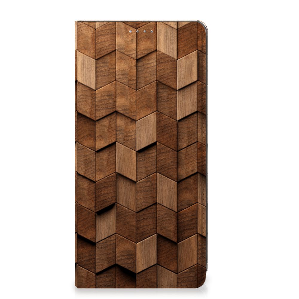 OPPO A57 A57s A77 4G Book Wallet Case Wooden Cubes voorzijde