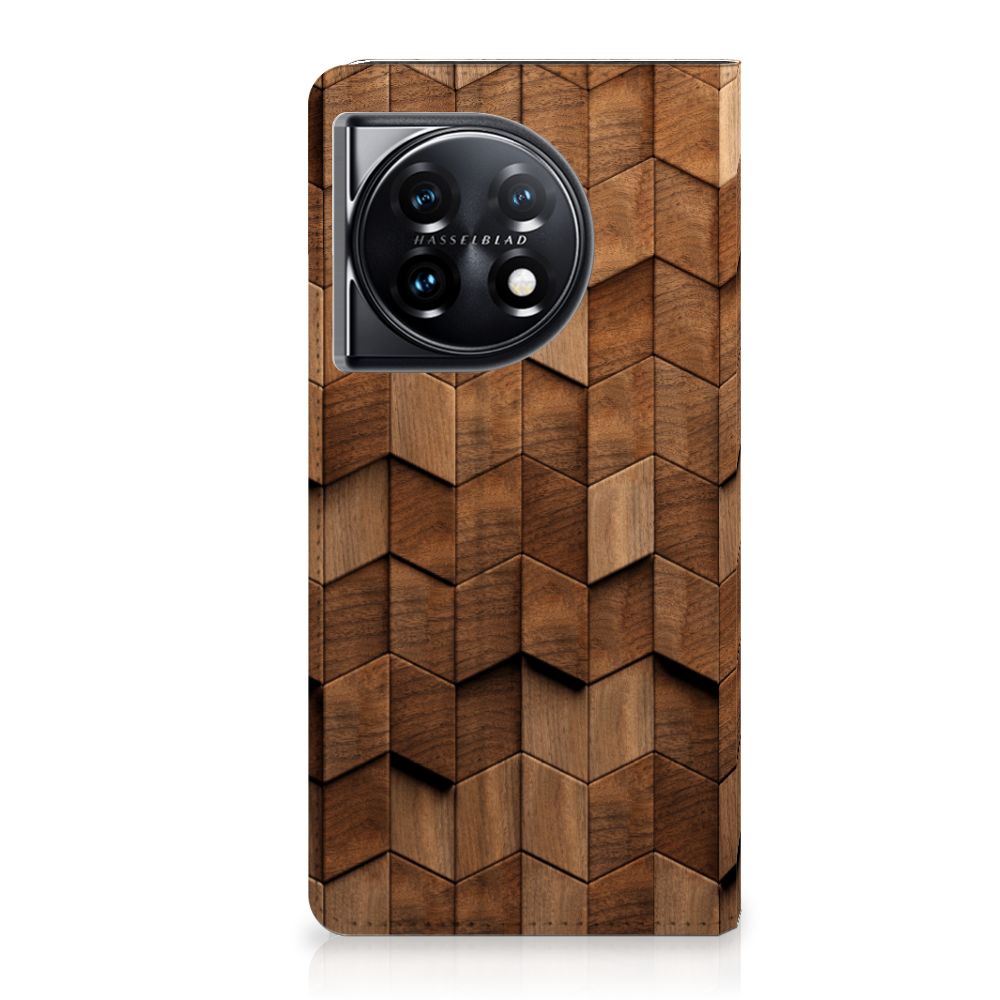 OnePlus 11 Book Wallet Case Wooden Cubes voorkant