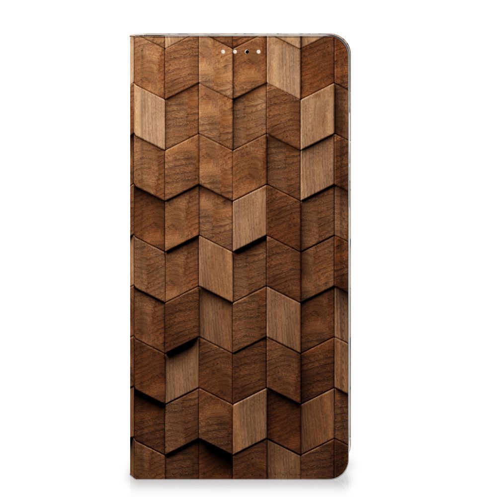 OnePlus 13 Book Wallet Case Wooden Cubes vooraanzicht