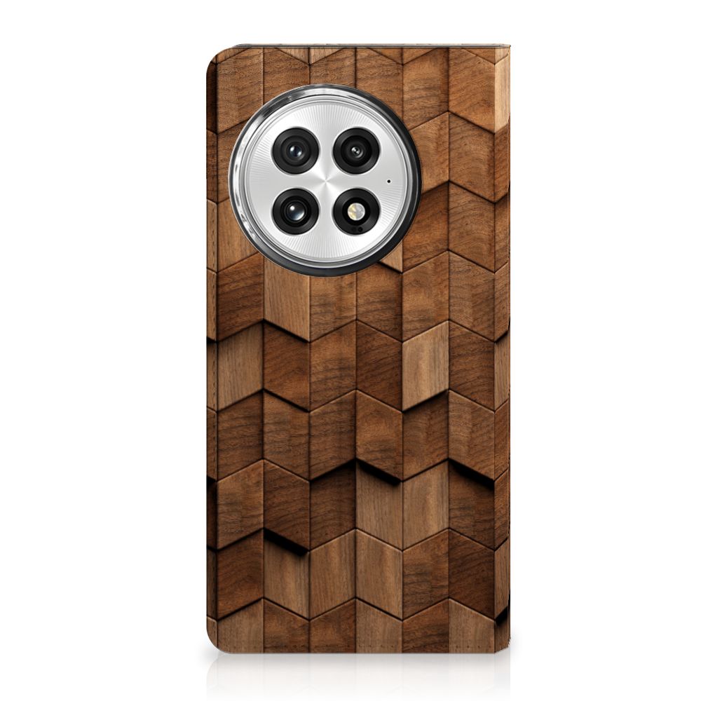 OnePlus 13 Book Wallet Case Wooden Cubes voorkant