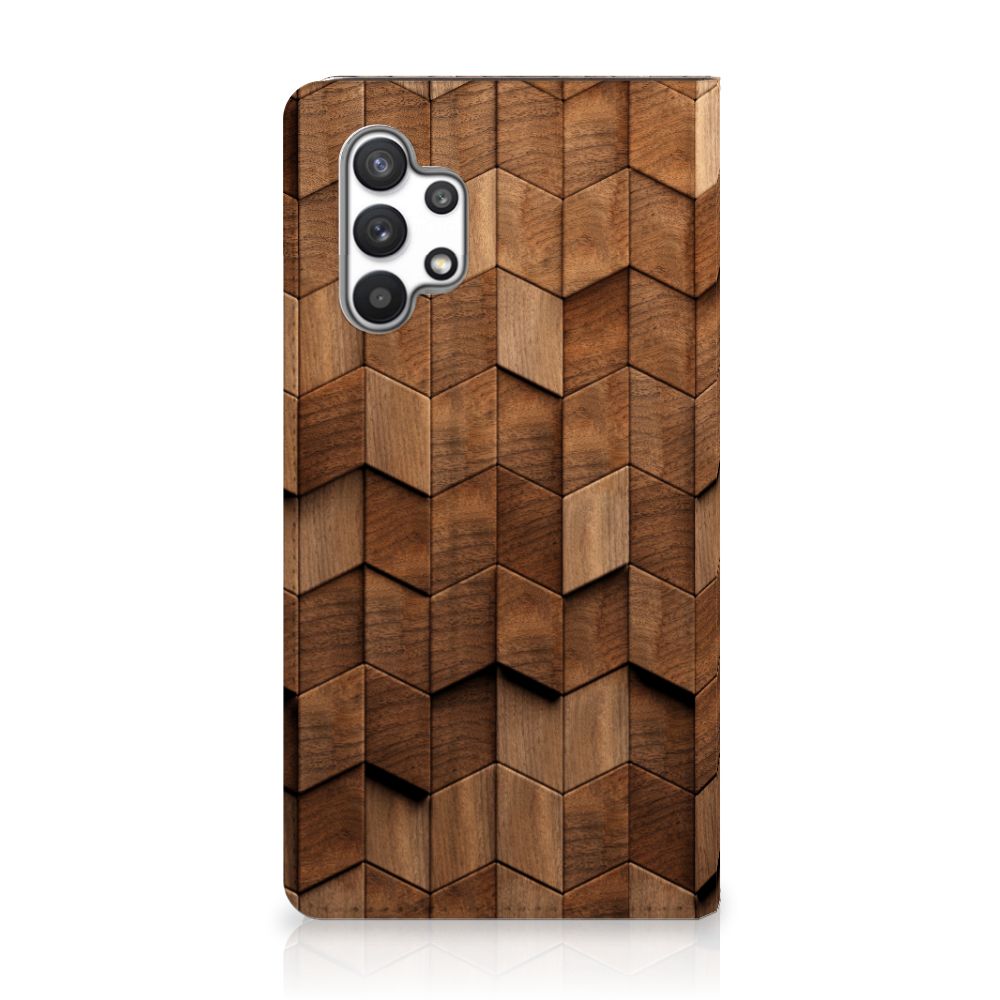 Samsung Galaxy A32 4G A32 5G Book Wallet Case Wooden Cubes achterkant