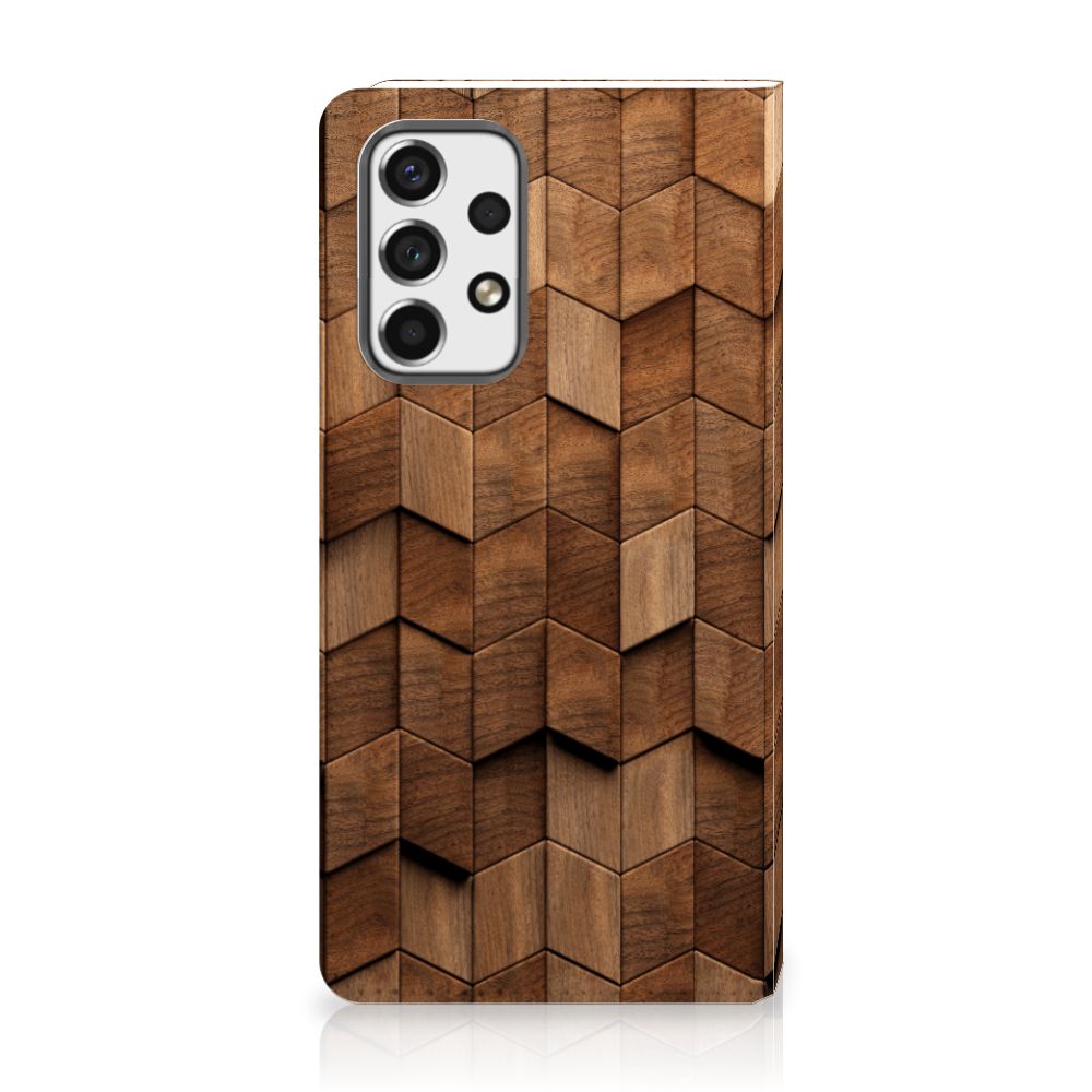 Samsung Galaxy A53 Book Wallet Case Wooden Cubes voorzijde