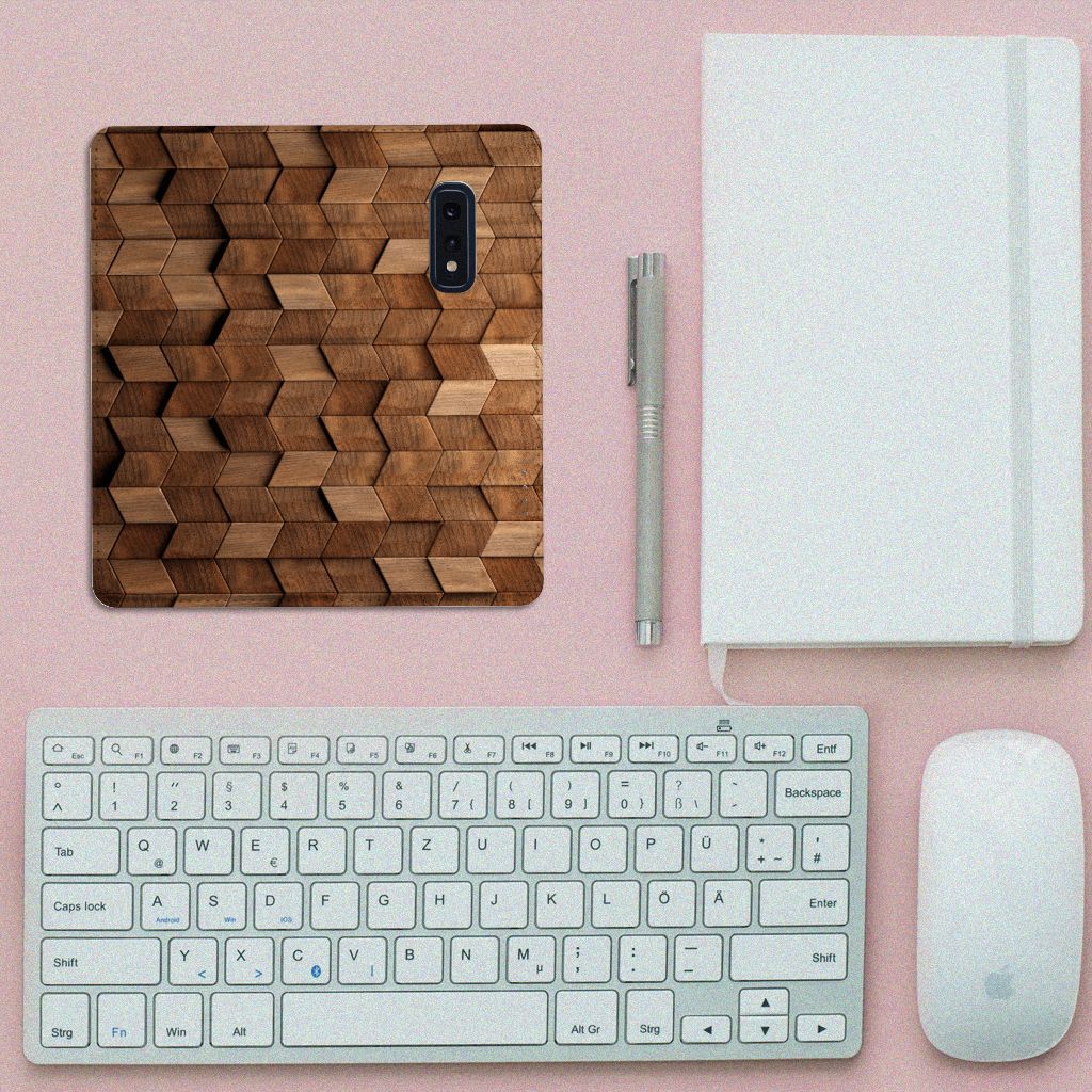 Samsung Galaxy S10e Book Wallet Case voor Samsung Galaxy S10e Wooden Cubes bovenaanzicht