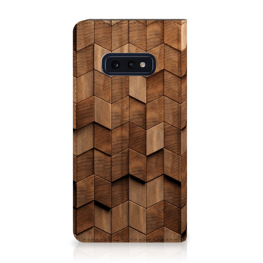 Samsung Galaxy S10e Book Wallet Case Wooden Cubes voorkant