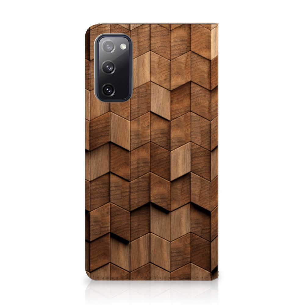 Samsung Galaxy S20 FE Book Wallet Case voor Samsung Galaxy S20 FE Wooden Cubes achterzijde