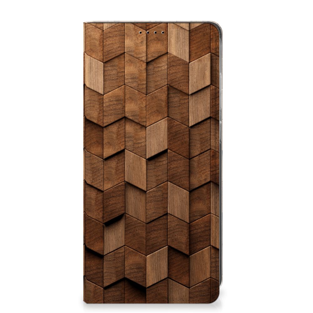 Samsung Galaxy S25 Plus Book Wallet Case Wooden Cubes voorkant