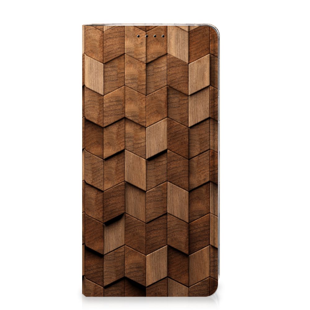 Samsung Galaxy S9 Book Wallet Case Wooden Cubes vooraanzicht