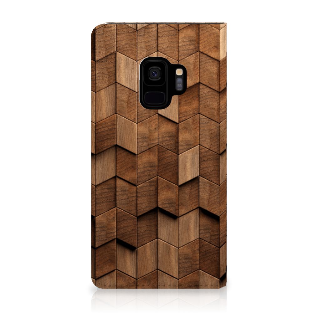 Samsung Galaxy S9 Book Wallet Case Wooden Cubes achteraanzicht