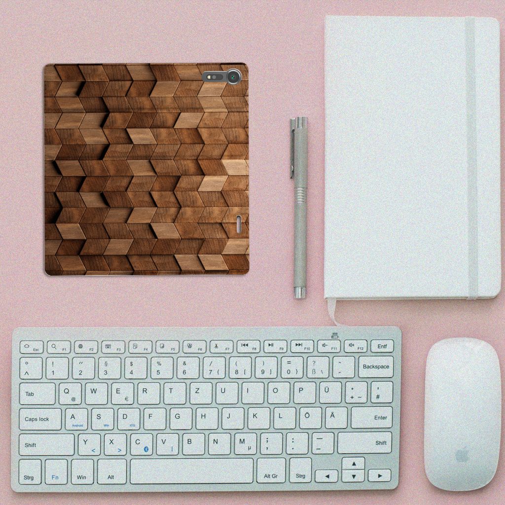 Sony Xperia XZ | XZs Book Wallet Case voor Sony Xperia XZ | XZs Wooden Cubes bovenaanzicht