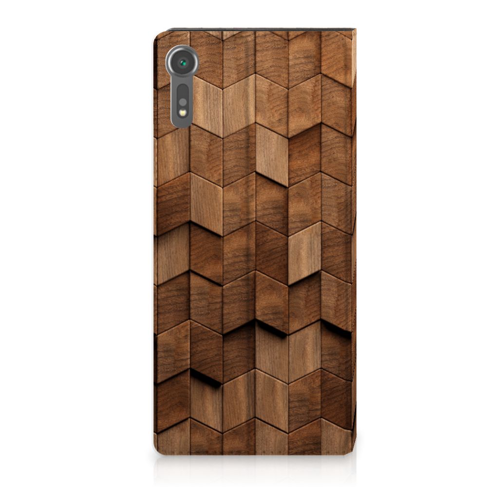 Sony Xperia XZ | XZs Book Wallet Case Wooden Cubes achterzijde