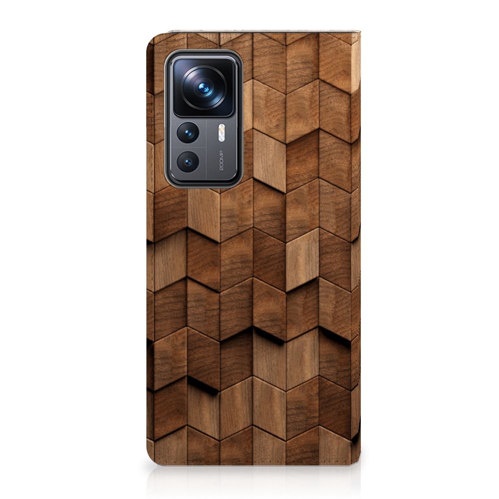 Xiaomi 12T 12T Pro Book Wallet Case Wooden Cubes voorkant