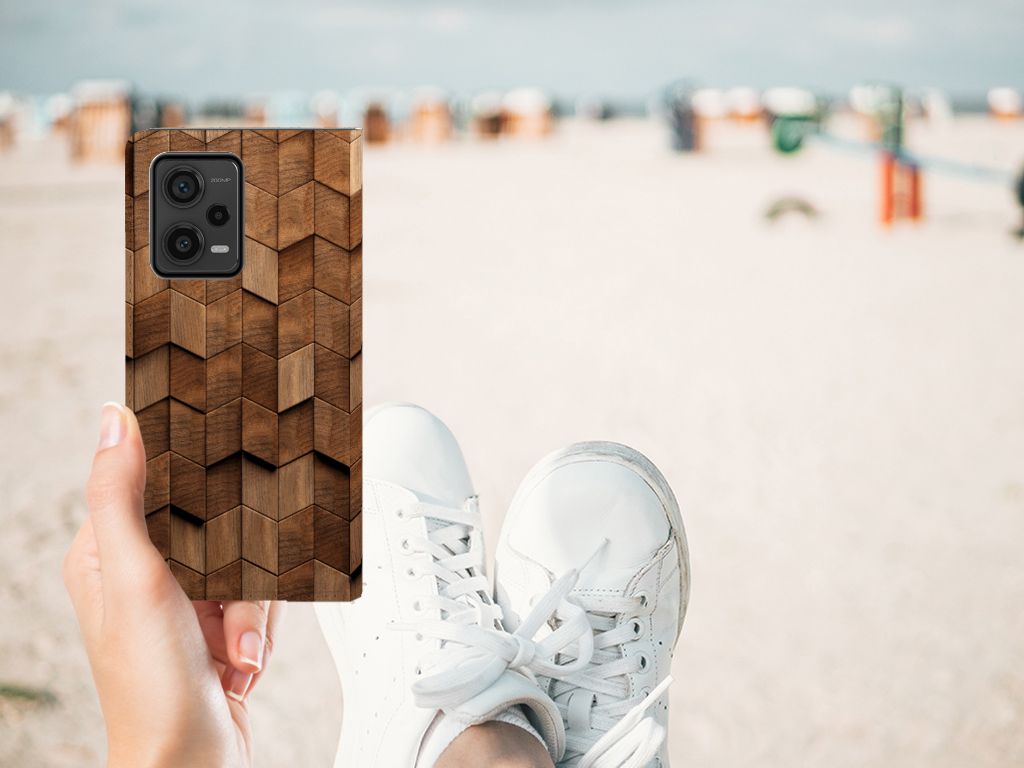 Xiaomi Redmi Note 12 Pro Plus Book Wallet Case Wooden Cubes hand strand
