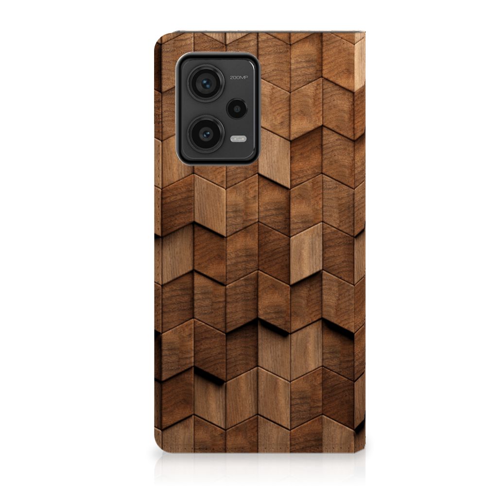 Xiaomi Redmi Note 12 Pro Plus Book Wallet Case Wooden Cubes voorkant