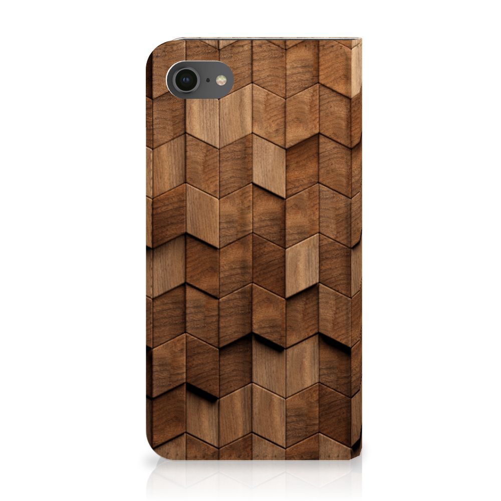 Book Wallet Case voor iPhone 7 | 8 | SE (2020) | SE (2022) Wooden Cubes met een uniek houten cube design.
