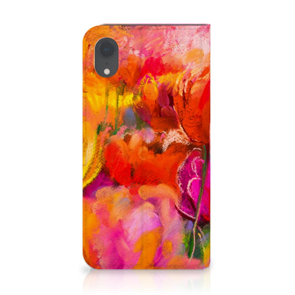 Bookcase Apple iPhone Xr Tulips - kleurrijk ontwerp met tulpen in warme tinten 🌷