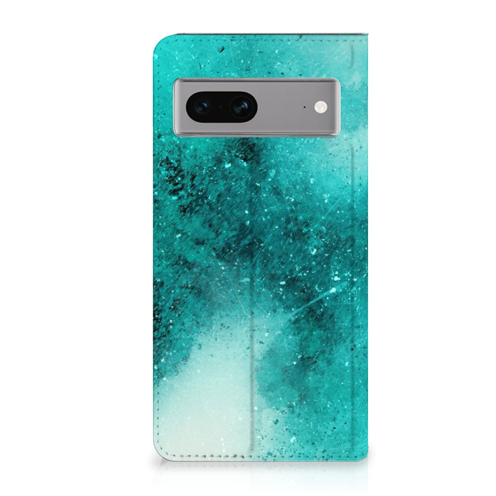 Google Pixel 7 Bookcase Painting Blue voorzijde