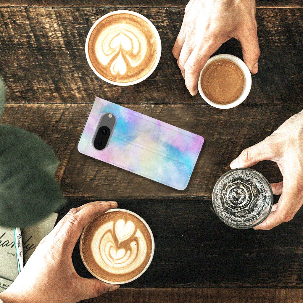 Google Pixel 8 Bookcase Watercolor Light design bovenaanzicht